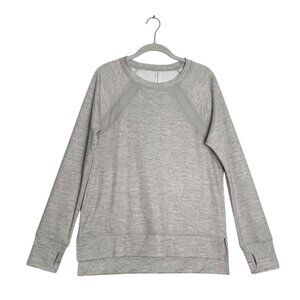 Idealogy Women's Hi Low Long Sleeve Sweatshirt Top in Gray/Pink - Sz M